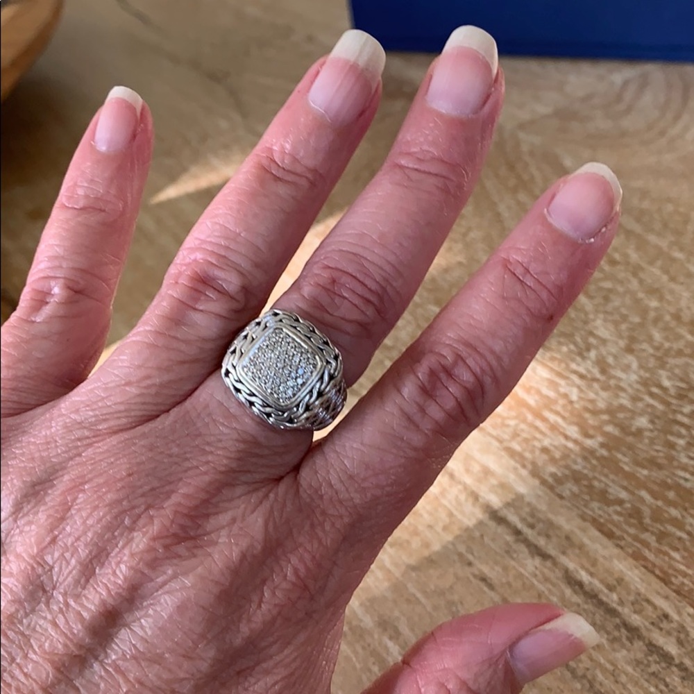 John Hardy Pave Diamond Square Ring